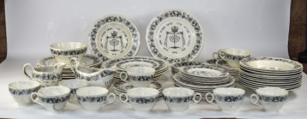 Royal Cauldon Grindley Ware - Very Rare Judacia Passover Ware 79 Pieces Dinner/Tea Service In Black,