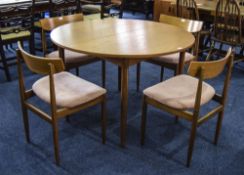 G Plan Dining Table, Of Circular Form, Extending With Extra Leaf, Raised On Round Tapering Legs,