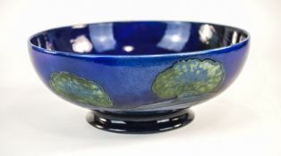 W. Moorcroft Signed Footed Bowl ' Moonlight Blue ' Landscape Pattern. c.1925.