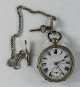 White Metal Thomas Russell & Son Liverpool And London Pocket Watch And Chain.