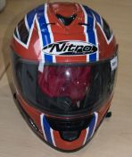 Motorcycle Helmet, Colours Of The Union Jack, Marked Nitro Racing