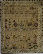 An 1868 Tapestry by Esther Richardson Aged 12. Depicting birds and flowers. 12.5 by 16 inches.