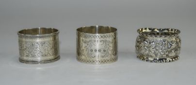 Victorian Silver Napkin Holders ( 3 ) In Total.