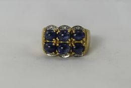 9ct Gold Set Cabochon Cut Sapphires and