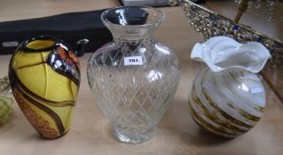 Three Assorted Glass Vases. Including Tw