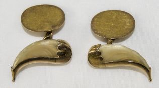 A Good Pair of Unusual 9ct Gold and Bone
