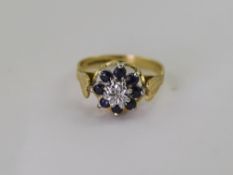 18ct Gold Set Sapphire and Diamond Clust