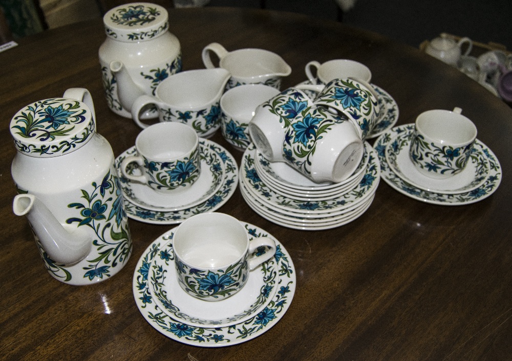 Staffordshire ''Midwinter'' Part Coffee Set. Comprising coffee pot, tea pot, 7 cups and 8 saucers, 9