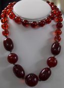 Cherry Amber Graduated Bead Necklace, Le