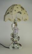 Dresden Style Table Lamp, With Fringed C