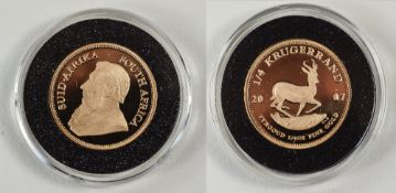 South Africa 24ct Gold 1/4 Krugerand, Qu