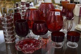 Collection Of Ruby Red Glass Ware. Inclu