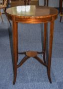 Early 20th Century Mahogany and Inlaid Circular Topped Occasional Table with Cross band Border.