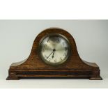 Oak Cased Mantel Clock, Silvered Dial, Arabic Numerals,
