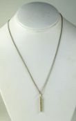 9ct White Gold Textured Oblong Pendant Suspended On A 9ct White Gold Chain,