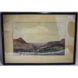 James Purdy Oldham Artist Framed Watercolour Depicting A Valley Landscape With Buildings, Signed