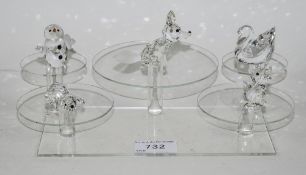 Swarovski Silver Clear Crystal Figures ( 5 ) In Total.
