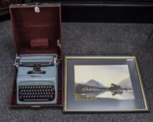 Olivetti Studio 44 Typewriter Together With A Framed Print