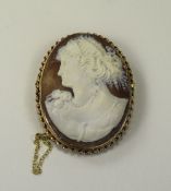 Antique Fine and Large Shell Cameo / Brooch, Features a Portrait Bust of a Classical Female,