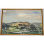 James Purdy Oldham Artist Framed Watercolour Depicting A Valley Landscape With Buildings, Signed