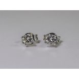 Pair Of 18ct White Gold Diamond Stud Earrings, Each Set With A Round Modern Brilliant Cut Diamond In