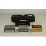 Modern Bridge Set, In Decorative Case. Together With Three Small Trinket Boxes, All With Hinged