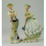 Wedgewood & Co Pair of Fine Hand Painted Figurines - The Male Gardner No 103 and Female Gardner No