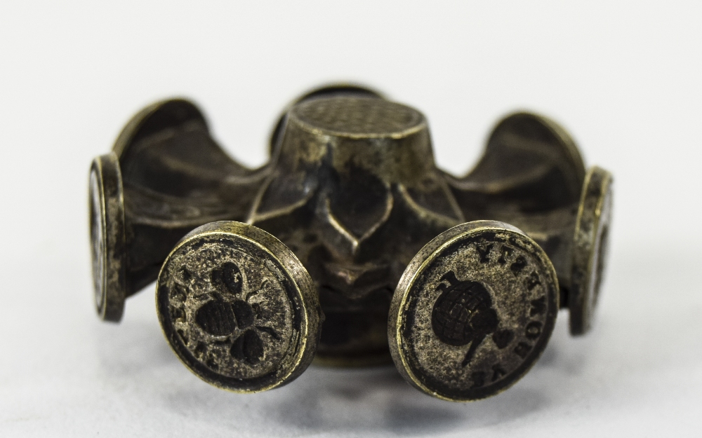 George III - Fine Multi - Desk Brass 8 Sided Intaglio Wheel Seals. c.1790-1800. 1.5 Inches Diameter. - Image 2 of 2