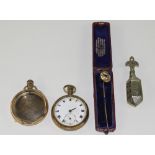 Small Mixed Lot Comprising An Open Faced Pocket Watch, Pocket Watch Case,