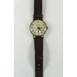 Astral 1950's Gents 9ct Gold Cased Mechanical Wristwatch, With Circular Enamel Dial, Fitted To A