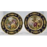 Royal Vienna Very Fine Pair of Signed, Hand Painted and Hand Gilded Cabinet Plates. Signed Riemer.