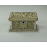 Chinese Canton Ivory Lidded Hinged Box, with Intricate Carvings to Side Panels and Cover. 2.