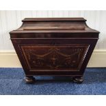 A Fine Edwards and Roberts Mid Victorian Mahogany and Marquerty Inlaid Wine Cooler of Sarcophagus