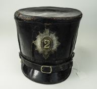 Crimean War Period English Shako Military Hat, With Badge Honi Soit Qui Mal Y Pense 2,