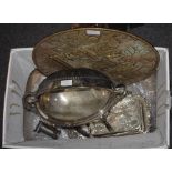 Mixed Box Comprising Silver Plated Cheese Dish And Stand, Shaped Embossed Bowl,