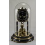 Haller 400 Day Anniversary Clock Under a Glass Dome, with Black and Enamel Inset Pillars and Dial.