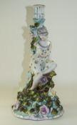 Dresden Late 19th Century Hand Painted Porcelain Figural Candlestick, Encrusted with Floral