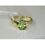 Peridot Pear Cut Solitaire Ring, 1.