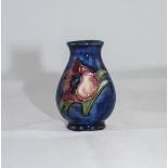 Moorcroft Miniature / Samplers Vase ' Anemone ' Design on Bluey Ground. 2 Inches High. Excellent