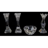 Collection Of Mixed Glass. Including Ruby Coloured Glass Sundae Dishes, Vases, Lidded Trinket