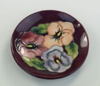 Moorcroft Tube lined Pin Dish ' Pansy ' Design. Designed by Rachael Bishop. Dated 1993. 4.