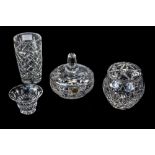 A Collection of Cut Glass Items ( 4 ) In Total. Includes 1/ Waterford Cut Crystal Small Bowl. 2/