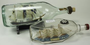 Galleon Ship In A Bottle Mark To Neck Winston Churchill With Stand Length 13 Inches,