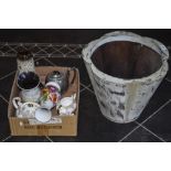 Box of Assorted Collectables including ceramics, metalware etc. Together with a painted metal