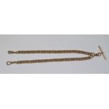 Antique 9ct Gold Double Albert Chain with T.