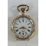 Ladies - 1920's Silver and Gold Washed Ornate Fob Watch, with Embossed and Bright Cut Back, White