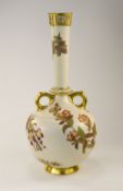 Royal Worcester Hand Painted Tall Twin Handle Persian Style Vase,