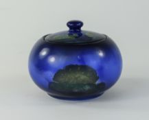 Moorcroft Small Round Lidded Jar, Moonlit Blue Design. c.1920's. 3 Inches High.