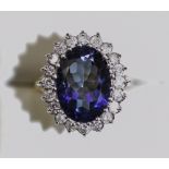 Ladies 9ct Gold Set Blueberry Sapphire and Diamond Cluster Ring.