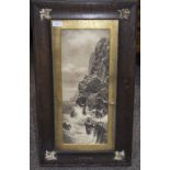 Oak Framed Print "Where Seabirds Hover" After Alex Mortimer. Gilt Mount.